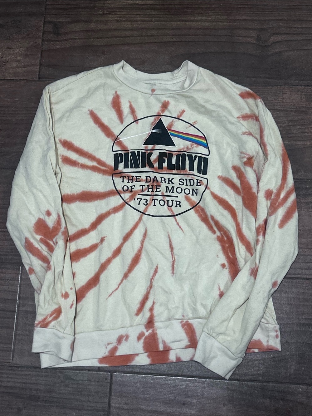 Pink Floyd Cream and Rust Tie-Dye 'Dark Side of the Moon' Sweatshirt